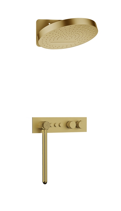 Flexible Gold Exposed Thermostatic Shower