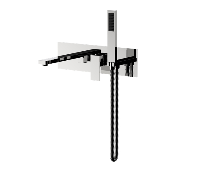 Wall Mounted Tub Filler With Handheld Shower