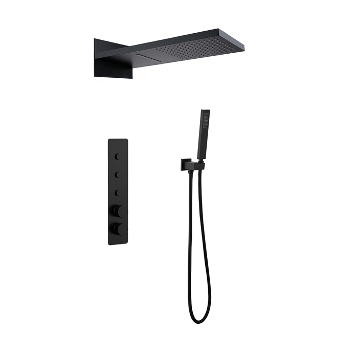 Black Concealed Thermostatic Shower System