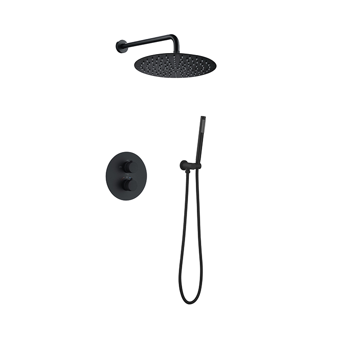 Concealed Thermostatic Black Shower Set