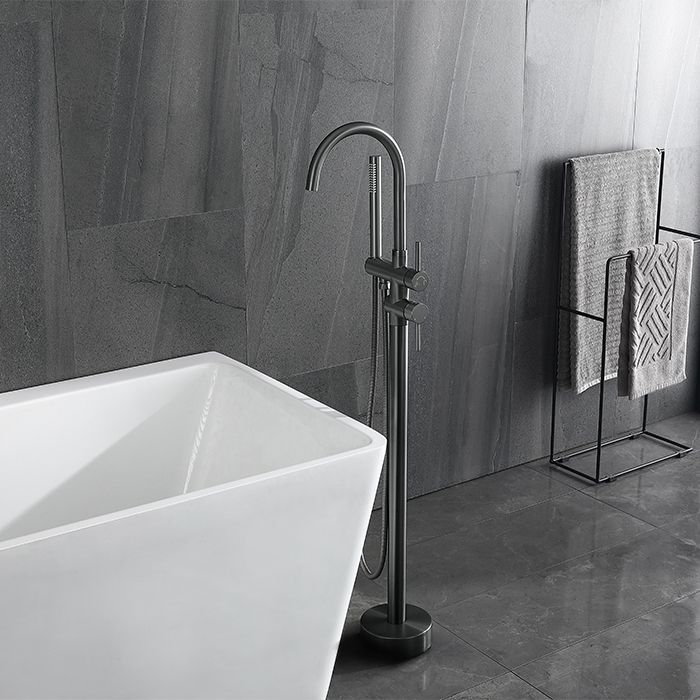 PVD Gunmetal Grey Floor Mount Bathtub Faucet