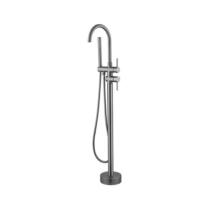 PVD Gunmetal Grey Floor Mount Bathtub Faucet